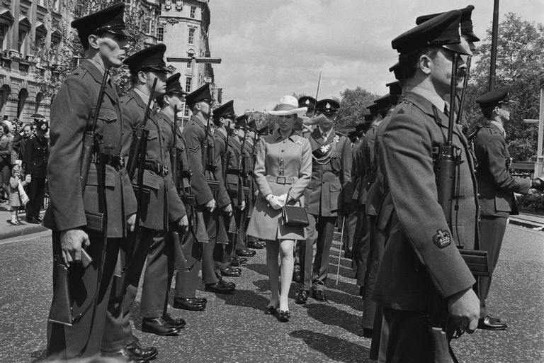 Princess Anne inspecting troops