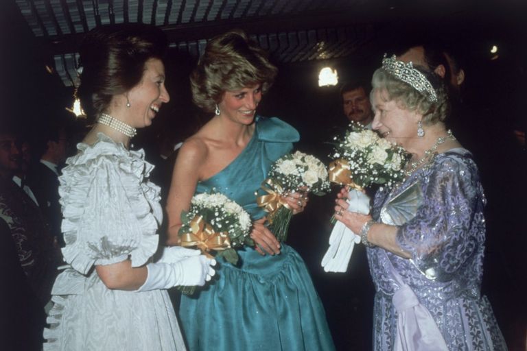 Princess Anne, Princess Diana, and the Queen Mother