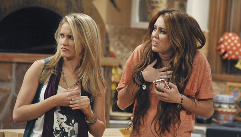 Emily Osment and Miley Cyrus in Hannah Montana