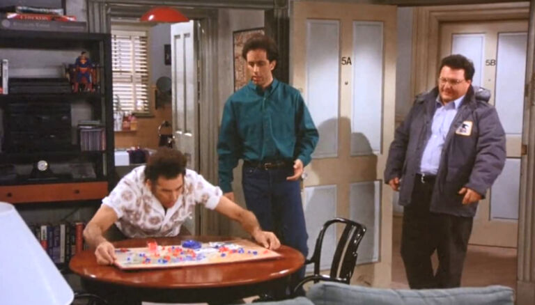 Jerry Seinfeld, Wayne Knight, and Michael Richards in Seinfeld