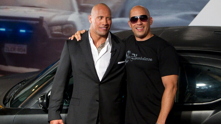 Dwayne Johnson (The Rock) and Vin Diesel (R)