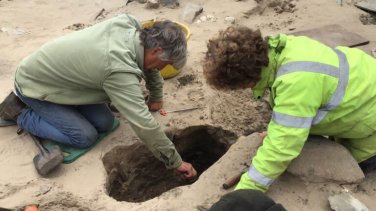 Archaeological dig Porth Mawr Whitesands Bay