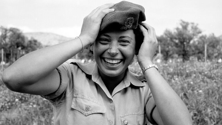 Laughing female Israeli soldier
