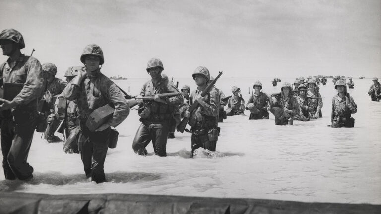 Marines Wade Ashore Tarawa