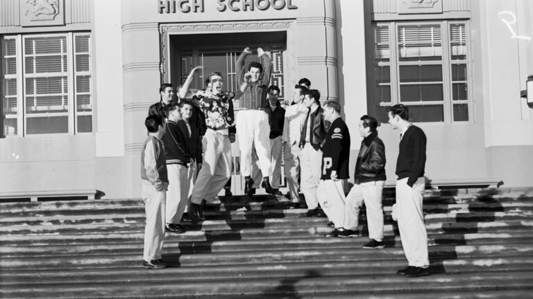 San Pedro schools close because of storm 1952