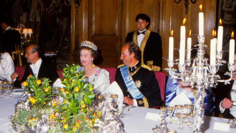 Queen Elizabeth II and Prince Philip of Edinburgh at the gala dinner
