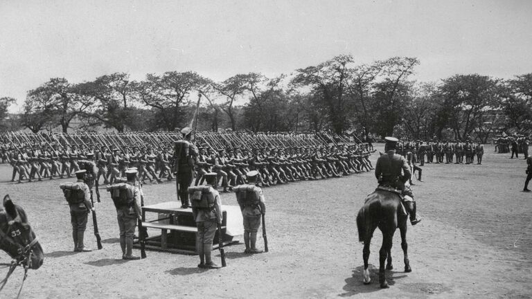 Japanese General Kawamura Reviewing Troops