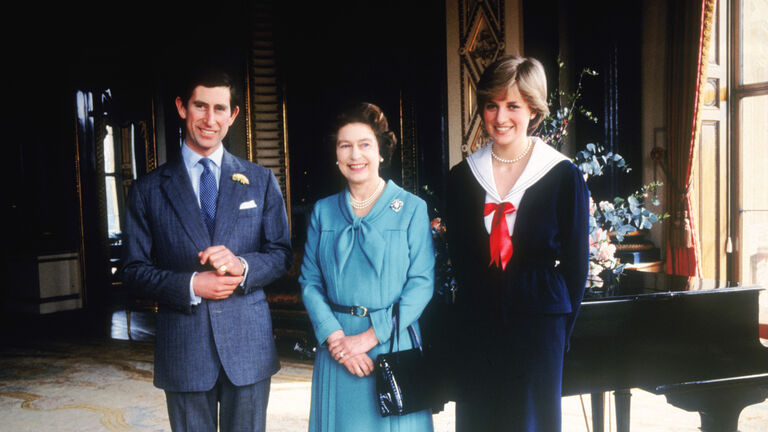 Prince Charles and his fiancee Lady Diana Spencer with Queen Elizabeth II