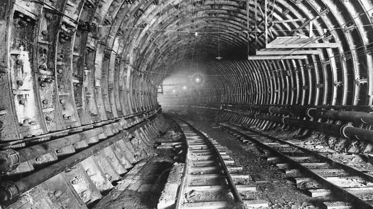 Curve in New York Subway Tunnel During Construction