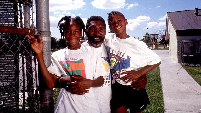 Richard Williams with his daughters Venus and Serena