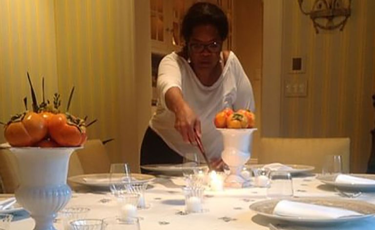 Oprah Winfrey dining