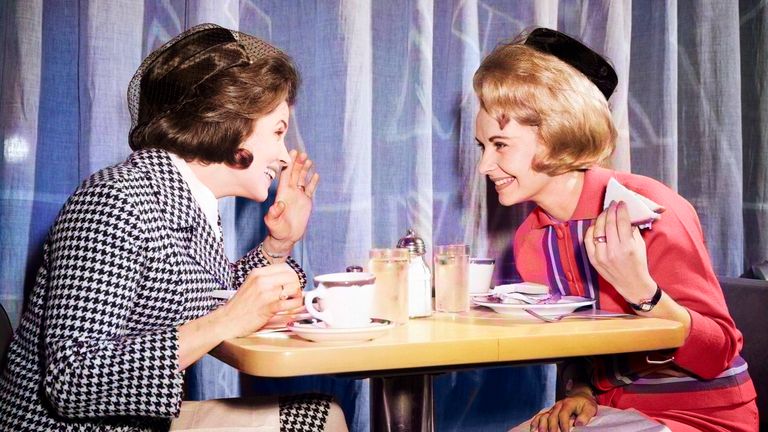 1960s Two Women  At Lunch