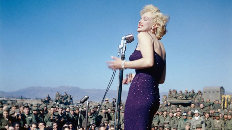 Marilyn Monroe entertaining US troops
