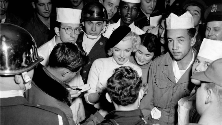 Marilyn Monroe visits the troops in Korea