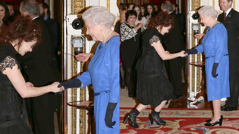 Helena Bonham Carter meets Queen Elizabeth II