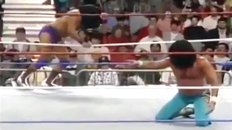 Jake Roberts and Rick Martel blindfolded battle at WrestleMania 7