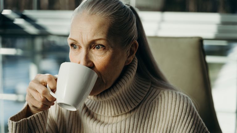senior woman coffee
