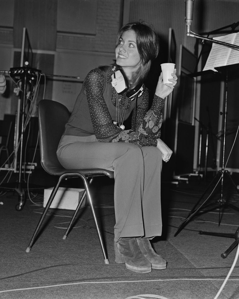Olivia Newton-John in a recording studio