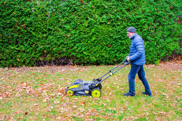 man mowing the lawn
