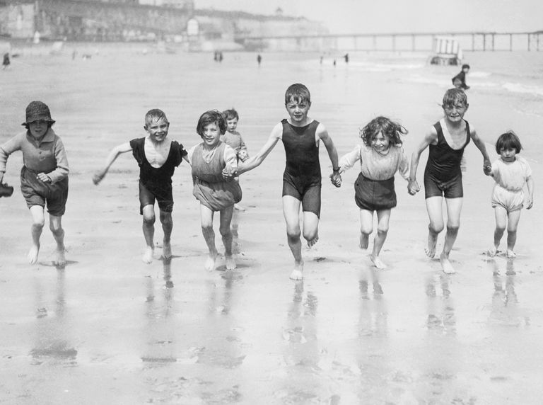 children running on beach