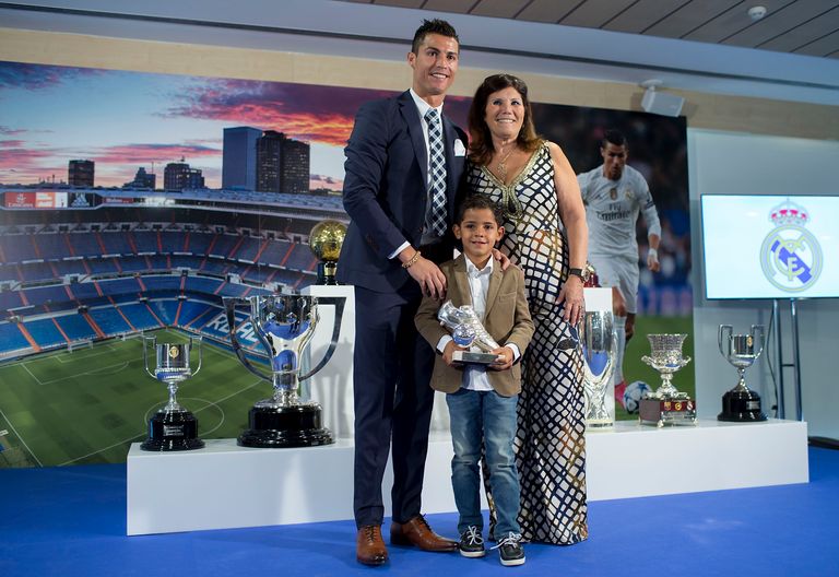 Cristiano Ronaldo with his son and mom
