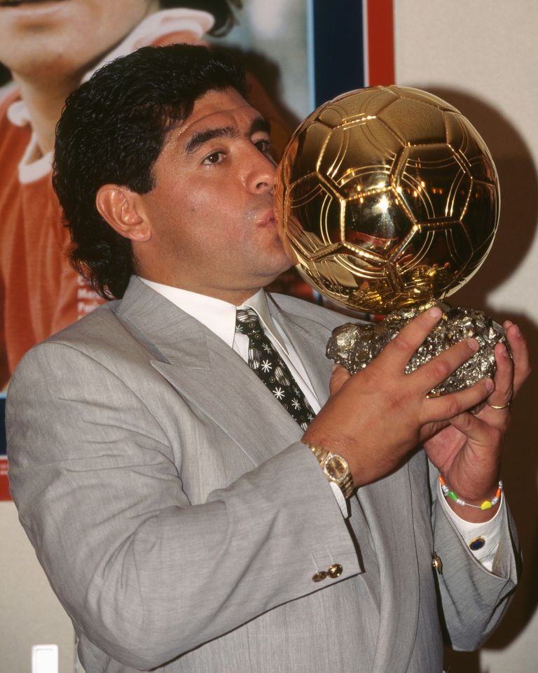 Diego Maradona receiving Ballon d'Or