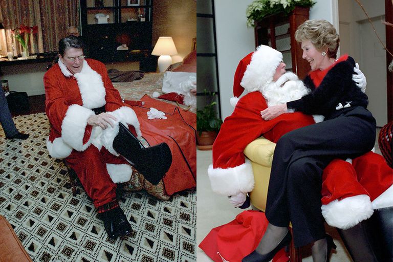 Reagan dressing up as Santa Claus