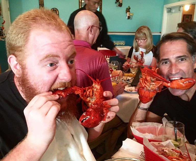 eating lobster