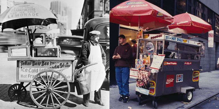 https://www.gettyimages.co.uk/detail/news-photo/new-york-ny-a-new-york-city-hot-dog-vendor-stands-beside-news-photo/514911462?phrase=New%20York%20Street%20vendor&adppopup=true / https://www.gettyimages.co.uk/detail/news-photo/street-vendor-selling-hot-dogs-from-a-cart-in-new-york-city-news-photo/518342671?phrase=Hot%20dog%20vendor%20new%20york&adppopup=true