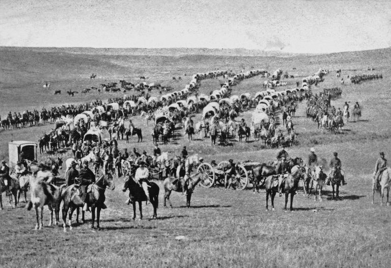 https://www.gettyimages.co.uk/detail/news-photo/covered-wagons-and-riders-on-horseback-gather-during-news-photo/103640355 Black Hills Expedition