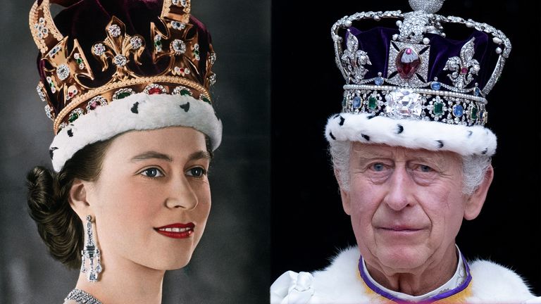 https://www.gettyimages.co.uk/detail/news-photo/portrait-of-young-elizabeth-ii-of-great-britain-and-news-photo/613465294 https://www.gettyimages.co.uk/detail/news-photo/king-charles-iii-on-the-balcony-of-buckingham-palace-during-news-photo/1252789224