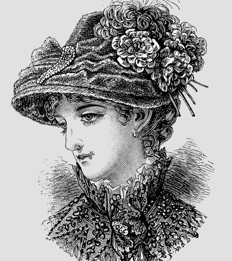 https://www.gettyimages.com/detail/illustration/victorian-fashion-woman-felt-hat-royalty-free-illustration/1187661568?phrase=woman+velvet+hat+vintage
