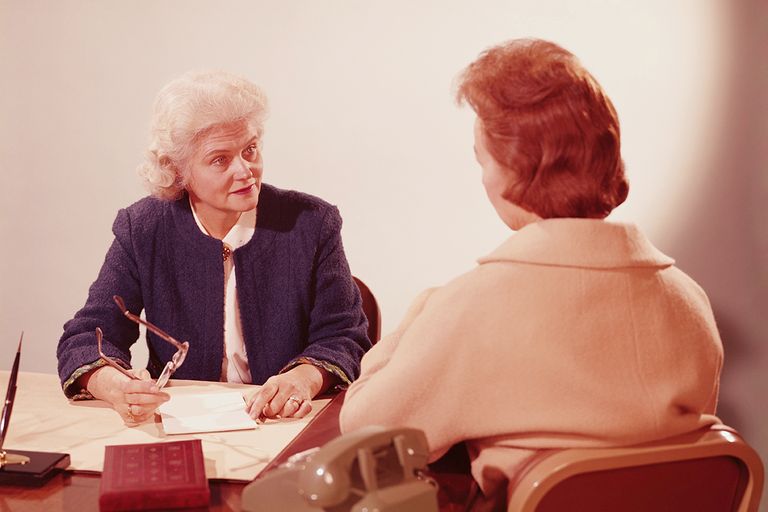 https://www.gettyimages.com/detail/photo/two-businesswomen-seated-at-desk-talking-royalty-free-image/81774047?phrase=job+interview+vintage