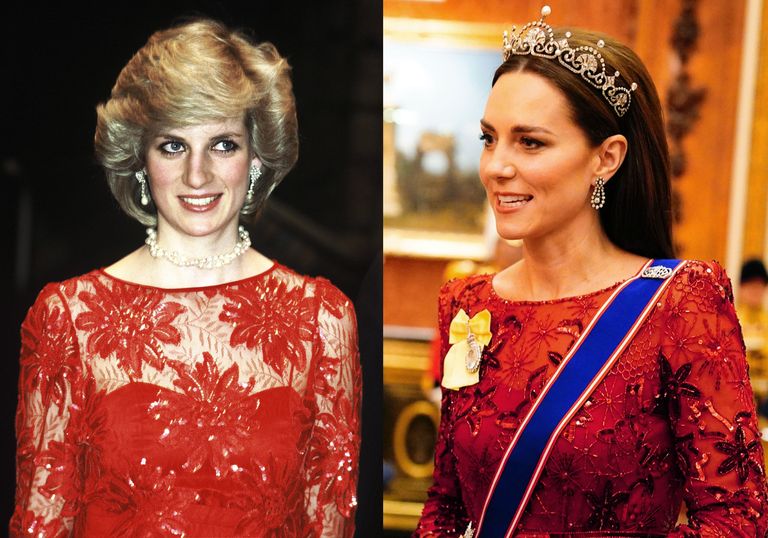 https://www.gettyimages.co.uk/detail/news-photo/diana-princess-of-wales-wearing-a-red-evening-dress-news-photo/181674950 | https://www.gettyimages.co.uk/detail/news-photo/catherine-princess-of-wales-during-a-diplomatic-corps-news-photo/1245424182?adppopup=true