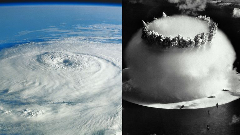https://www.gettyimages.co.uk/detail/photo/hurricane-in-the-gulf-of-mexico-by-nasa-space-photo-royalty-free-image/10046385 https://www.gettyimages.co.uk/detail/photo/aerial-view-of-atomic-explosion-royalty-free-image/10158274