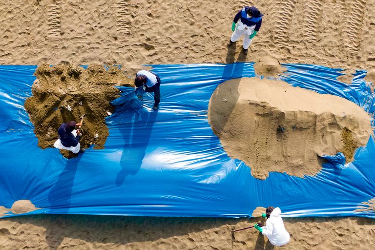 https://www.gettyimages.co.uk/detail/news-photo/aerial-view-as-repsol-employees-load-up-sand-during-the-news-photo/1237869171