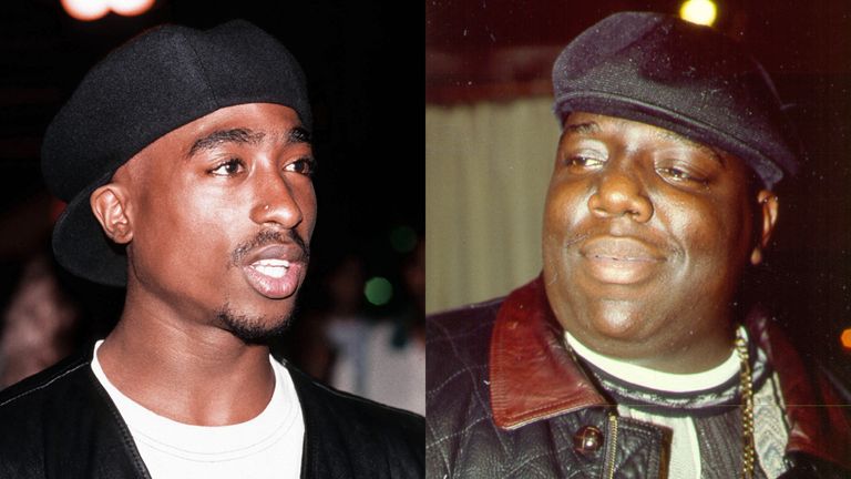 https://www.gettyimages.com/detail/news-photo/rapper-tupac-shakur-poses-for-a-portrait-at-club-amazon-on-news-photo/883992172 | https://www.gettyimages.com/detail/news-photo/rapper-the-notorious-big-attends-an-event-in-november-1994-news-photo/74306803