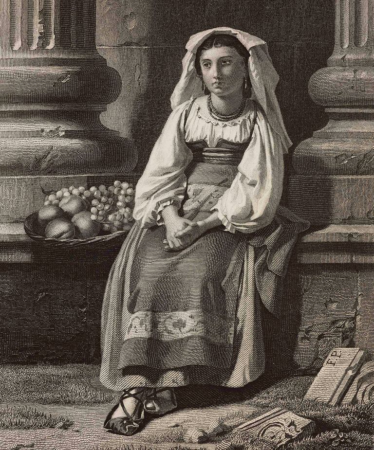 https://www.gettyimages.com/detail/news-photo/roman-commoner-in-a-traditional-dress-with-a-fruit-basket-news-photo/1156660872