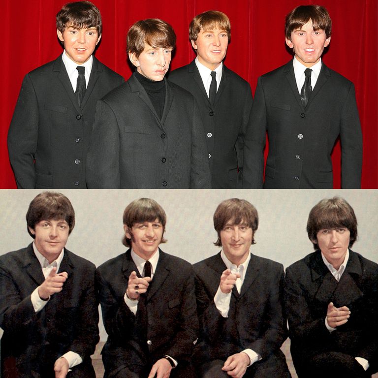 https://www.gettyimages.co.uk/detail/news-photo/wax-figures-of-the-pop-group-the-beatles-george-harrison-news-photo/57169557?adppopup=true | https://www.gettyimages.com/detail/news-photo/paul-mccartney-ringo-starr-john-lennon-and-george-harrison-news-photo/89724270
