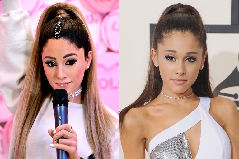 https://www.gettyimages.co.uk/detail/news-photo/ariana-grandes-wax-figure-is-unveiled-at-madame-tussauds-news-photo/1145323764 | https://www.gettyimages.co.uk/detail/news-photo/singer-ariana-grande-arrives-at-the-57th-grammy-awards-at-news-photo/465687108?adppopup=true