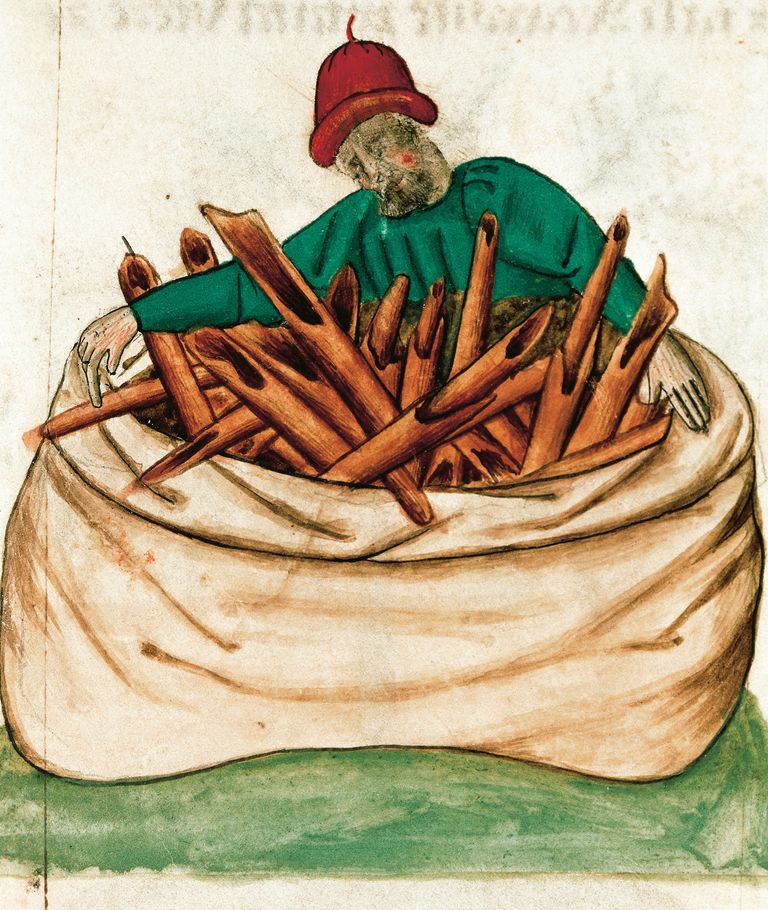 https://www.gettyimages.co.uk/detail/news-photo/cinnamon-seller-miniature-from-tractatus-de-herbis-france-news-photo/142083712