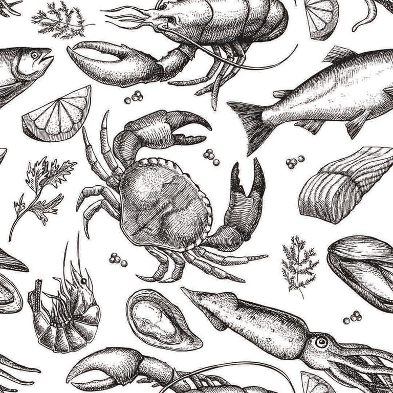 https://www.gettyimages.com/detail/illustration/vector-hand-drawn-seafood-pattern-vintage-royalty-free-illustration/487751732?phrase=crab+evolution