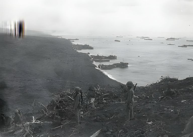 https://www.gettyimages.co.uk/detail/news-photo/photo-taken-from-the-top-of-mount-suribachi-showing-us-news-photo/576768399