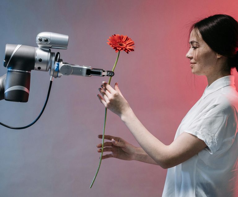 robot giving flower
